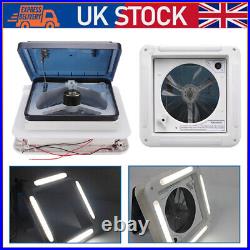 12V Roof Vent Crystal Turbo Fan Camper Van Motorhome Caravan Skylight Vent + LED