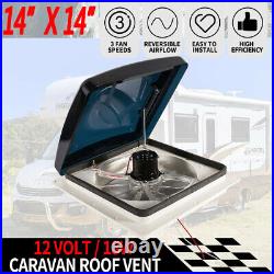 14 x 14 Roof Vent Crystal Turbo Fan Camper Van Motorhome Caravan 12V