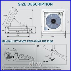 15.7 Roof Vent Fan Camper Van Motorhome Caravan Skylight Rain Sensor 40x40cm