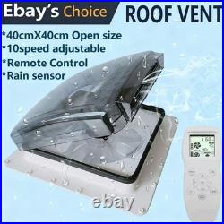 15.75 40cm 12V RV Roof Vent Fan Camper Van Motorhome Caravan Speeds Rain Sensor