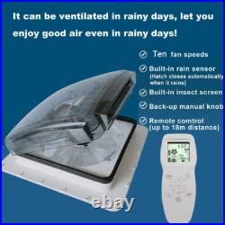 15.75 40cm 12V RV Roof Vent Fan Camper Van Motorhome Caravan Speeds Rain Sensor