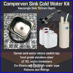 150mm Stainless Steel Campervan Motorhome Catering Van Boat Sink Tap Pump Kit 01 Cl 