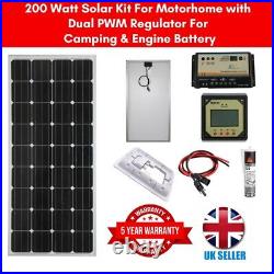 200Watt Solar Kit with Dual PWM regulator for motorhome or camper van WHITE