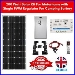 200Watt Solar Kit with PWM regulator for motorhome, camper van or caravan