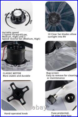 40CM Roof Vent Fan Camper Van Motorhome Crystal Turbo Fan RV Caravan Skylight 40CM Roof Vent Fan Camper Van Motorhome Crystal Turbo Fan RV Caravan Skylight