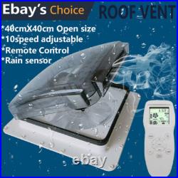 42cmx42cmx12cm RV Roof Vent Fan 12V 10 Spd Rain Sensor Camper Van Motorhome