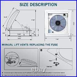 42cmx42cmx12cm RV Roof Vent Fan 12V 10 Spd Rain Sensor Camper Van Motorhome
