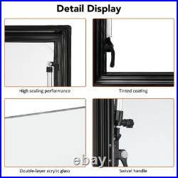 800x450mm Black Camper Van Cassette Windows Hinged Conversion Caravan Motorhome