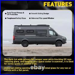Camper Van Motorhome Universal Sliding Opening Window Glass Dark Tint Waterproof