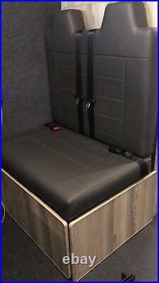 Camper-van / motorhome fixed double seat frame including slide out section