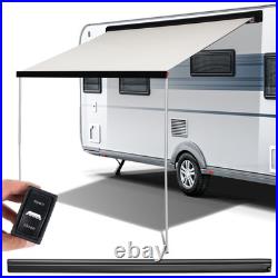 Electric Awning Wind Roll Out Sun Canopy Black Campervan Motorhome Van 260cm