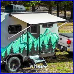 Electric Awning Wind Roll Out Sun Canopy Black Campervan Motorhome Van 260cm