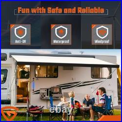 Electric Awning Wind Roll Out Sun Canopy Black Campervan Motorhome Van 260cm