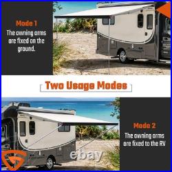Electric Awning Wind Roll Out Sun Canopy Black Campervan Motorhome Van 260cm