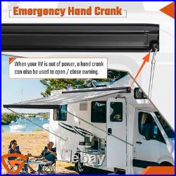Electric Awning Wind Roll Out Sun Canopy Black Campervan Motorhome Van 260cm