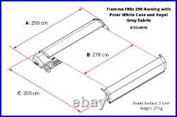 Fiamma Awning F80S 290 Titanium Case Royal Grey Fabric Motorhome Boxer Van