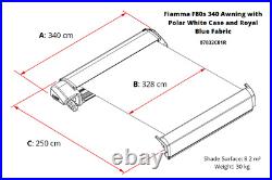 Fiamma Awning F80s 340 Titanium Case Royal Grey Fabric Motorhome Caravan Van