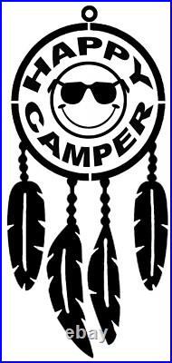 Happy Camper Van, Smiley Vinyl Decal Sticker, Large, VW or Motorhome / Caravan