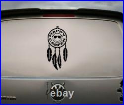 Happy Camper Van, Smiley Vinyl Decal Sticker, Large, VW or Motorhome / Caravan