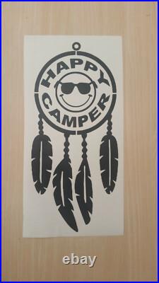 Happy Camper Van, Smiley Vinyl Decal Sticker, Large, VW or Motorhome / Caravan