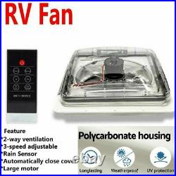 RV Caravan Roof Vent Skylight 12V Remote Control Camper Van 14X14 Motorhome