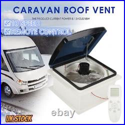 RV Roof Vent Fan 12V 10 Speeds with Remote Control Camper Van Caravan Motorhome