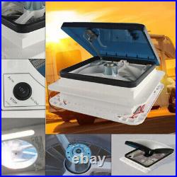 Roof Vent Fan Camper Van Motorhome with LED Light White RV Caravan Skylight Vent