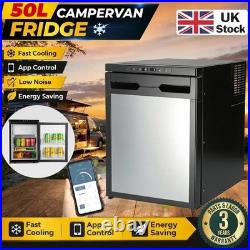 Silver 50L 12V 24V Compressor Fridge Freezer BT APP Camper Van Caravan Motorhome