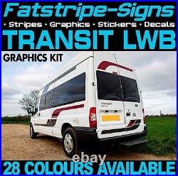 To fit FORD TRANSIT LWB GRAPHICS STICKERS STRIPES CAMPERVAN MOTORHOME MK6/7 VAN