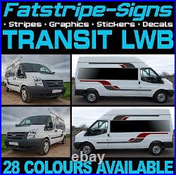 To fit FORD TRANSIT LWB GRAPHICS STICKERS STRIPES CAMPERVAN MOTORHOME MK6/7 VAN