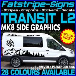 To fit FORD TRANSIT MK8 L2 MWB GRAPHICS STICKERS STRIPES CAMPER VAN MOTORHOME ST