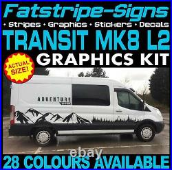 To fit FORD TRANSIT MK8 L2 MWB MOUNTAINS MOTORHOME GRAPHICS STICKERS CAMPER VAN