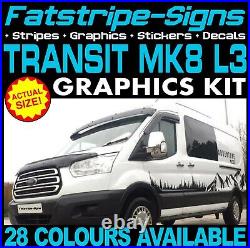 To fit FORD TRANSIT MK8 L3 LWB MOUNTAINS MOTORHOME GRAPHICS STICKERS CAMPER VAN