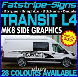 To fit FORD TRANSIT MK8 L4 EXLWB GRAPHICS STICKERS STRIPES CAMPER VAN MOTORHOME