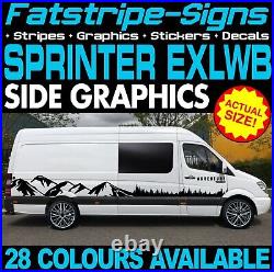 To fit MERCEDES SPRINTER EXLWB MOUNTAIN GRAPHICS STICKERS CAMPER VAN MOTORHOME