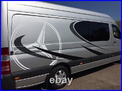 To fit MERCEDES SPRINTER LWB CAMPER VAN STICKERS GRAPHICS STRIPES MOTORHOME