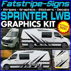 To fit MERCEDES SPRINTER LWB GRAPHICS STICKERS STRIPES RACE CAMPER VAN MOTORHOME
