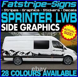 To fit MERCEDES SPRINTER LWB MOUNTAIN GRAPHICS STICKERS CAMPER VAN MOTORHOME