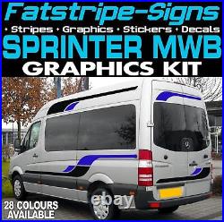 To fit MERCEDES SPRINTER MWB GRAPHICS STICKERS STRIPES RACE CAMPER VAN MOTORHOME