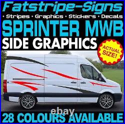 To fit MERCEDES SPRINTER MWB GRAPHICS STICKERS STRIPES RACE CAMPER VAN MOTORHOME