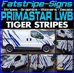 To fit NISSSAN PRIMASTAR LWB TIGER STRIPES GRAPHICS STICKER CAMPER VAN MOTORHOME