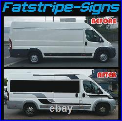 To fit PEUGEOT BOXER L3 LWB MOTORHOME GRAPHICS STICKERS DECAL STRIPES CAMPER VAN