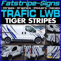 To fit RENAULT TRAFIC LWB TIGER STRIPES GRAPHICS STICKERS CAMPER VAN MOTORHOME D