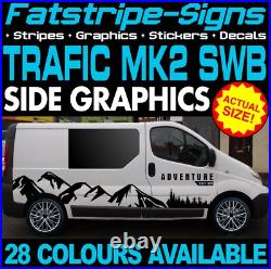 To fit RENAULT TRAFIC MK2 SWB MOTORHOME GRAPHICS STICKERS CAMPER VAN MOUNTAINS