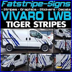 To fit VAUXHALL VIVARO LWB TIGER STRIPES GRAPHICS STICKERS CAMPER VAN MOTORHOME