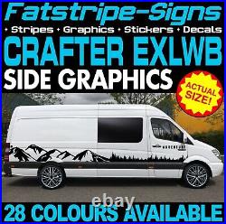 To fit VW CRAFTER EXLWB MOUNTAIN GRAPHICS STICKERS STRIPES CAMPER VAN MOTORHOME