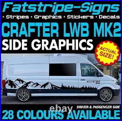 To fit VW CRAFTER MK2 LWB MOUNTAIN GRAPHICS STICKERS DECAL CAMPER VAN MOTORHOME
