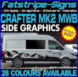 To fit VW CRAFTER MK2 MWB MOUNTAIN GRAPHICS STICKERS DECALS CAMPER VAN MOTORHOME