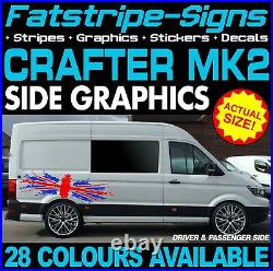 To fit VW CRAFTER MK2 MWB UNION JACK FLAG GRAPHICS STICKERS CAMPER VAN MOTORHOME