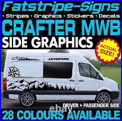 To fit VW CRAFTER MWB GRAPHICS STICKERS DECALS STRIPES CAMPER VAN MOTORHOME